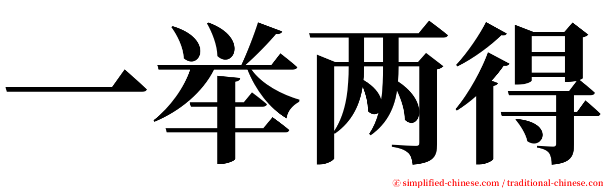 一举两得 serif font