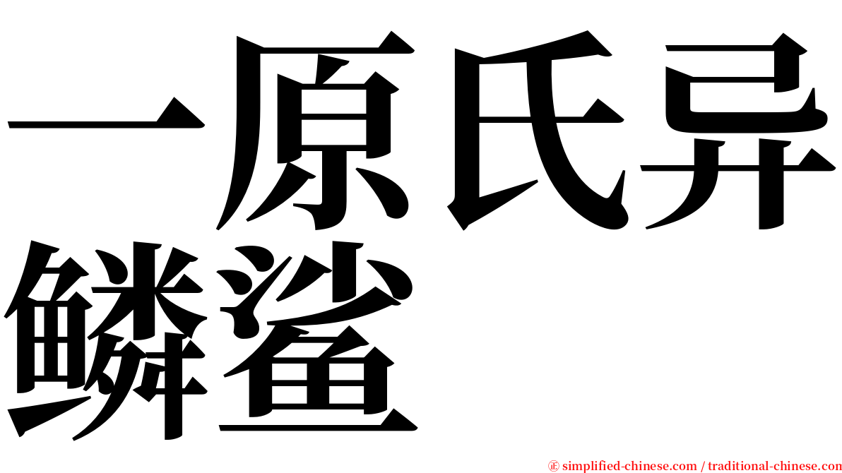 一原氏异鳞鲨 serif font