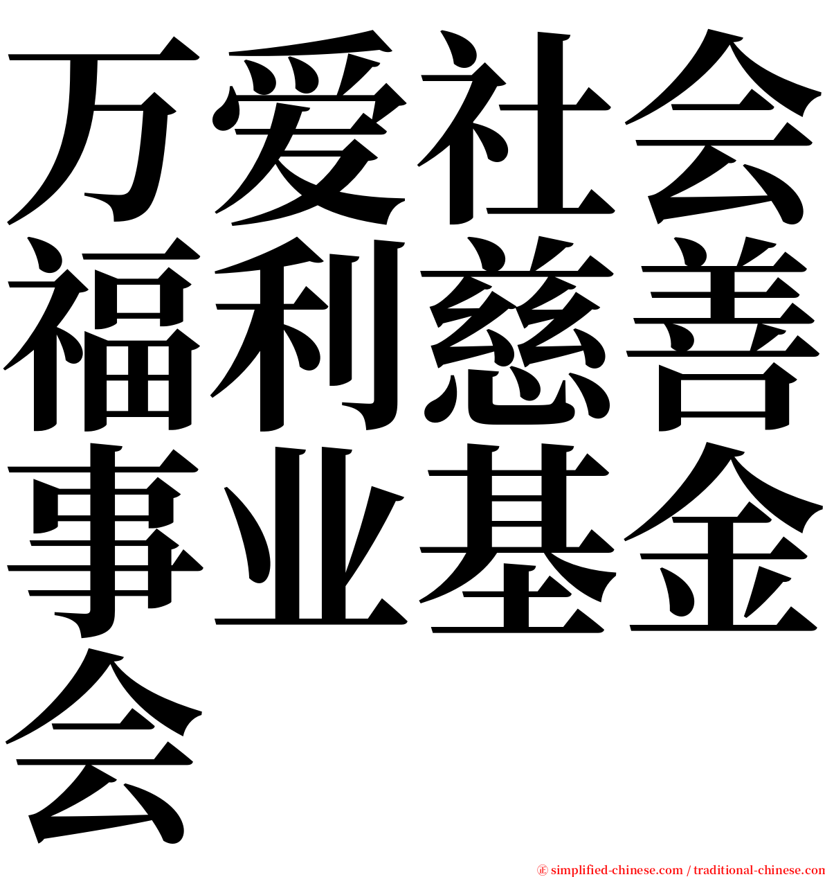 万爱社会福利慈善事业基金会 serif font