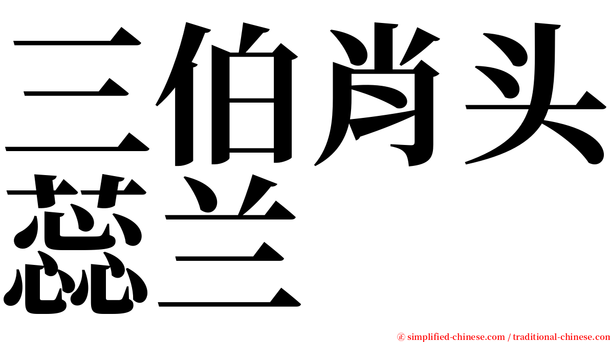 三伯肖头蕊兰 serif font