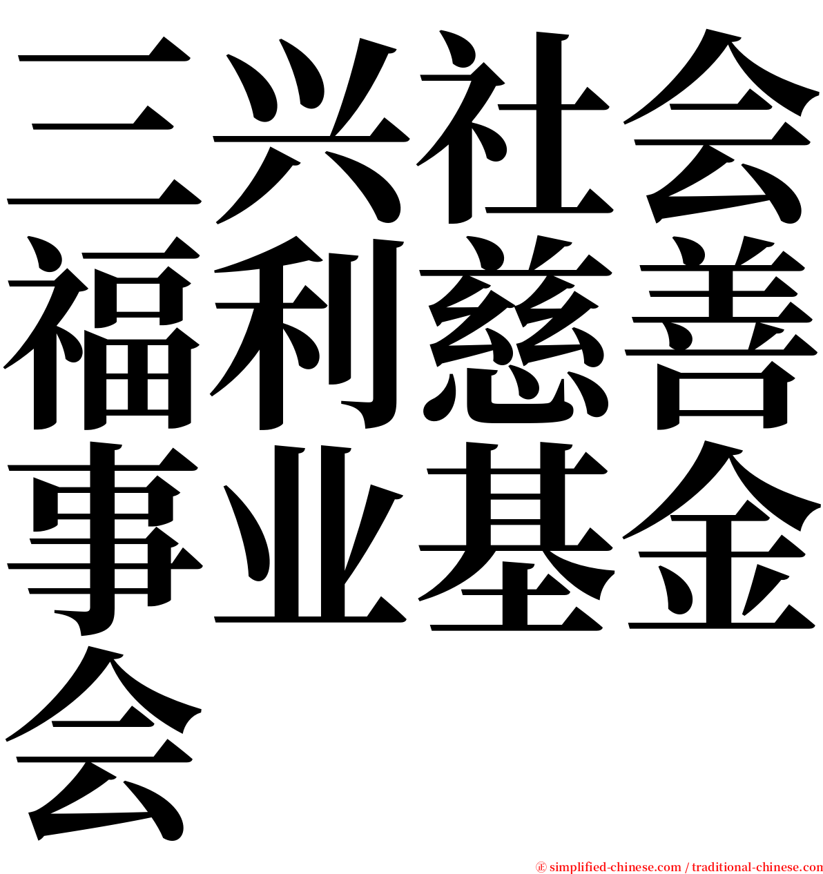 三兴社会福利慈善事业基金会 serif font