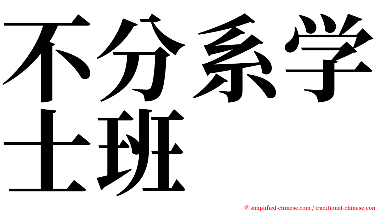 不分系学士班 serif font