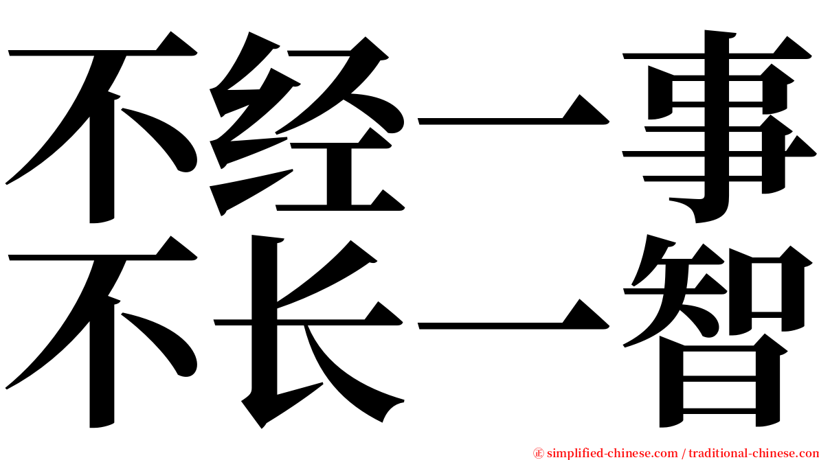 不经一事不长一智 serif font