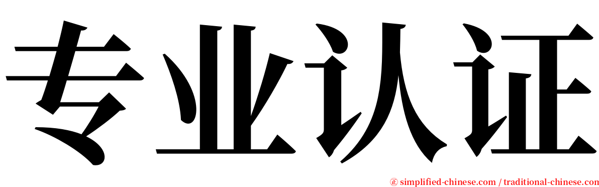 专业认证 serif font