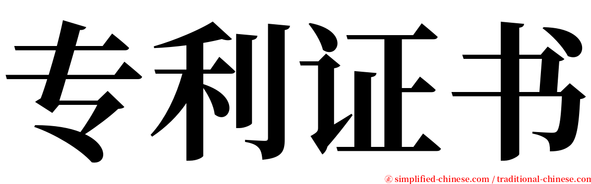 专利证书 serif font