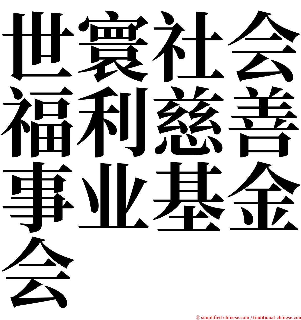 世寰社会福利慈善事业基金会 serif font