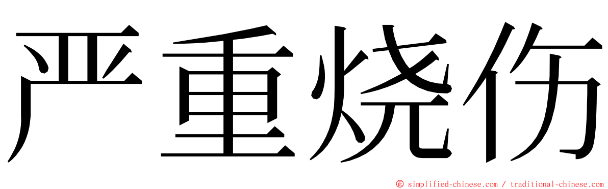 严重烧伤 ming font