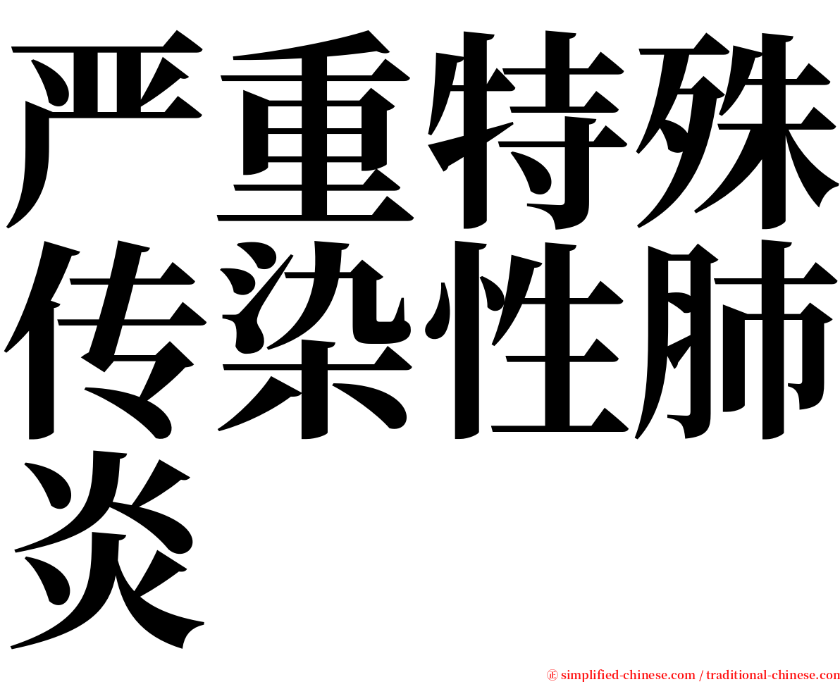 严重特殊传染性肺炎 serif font