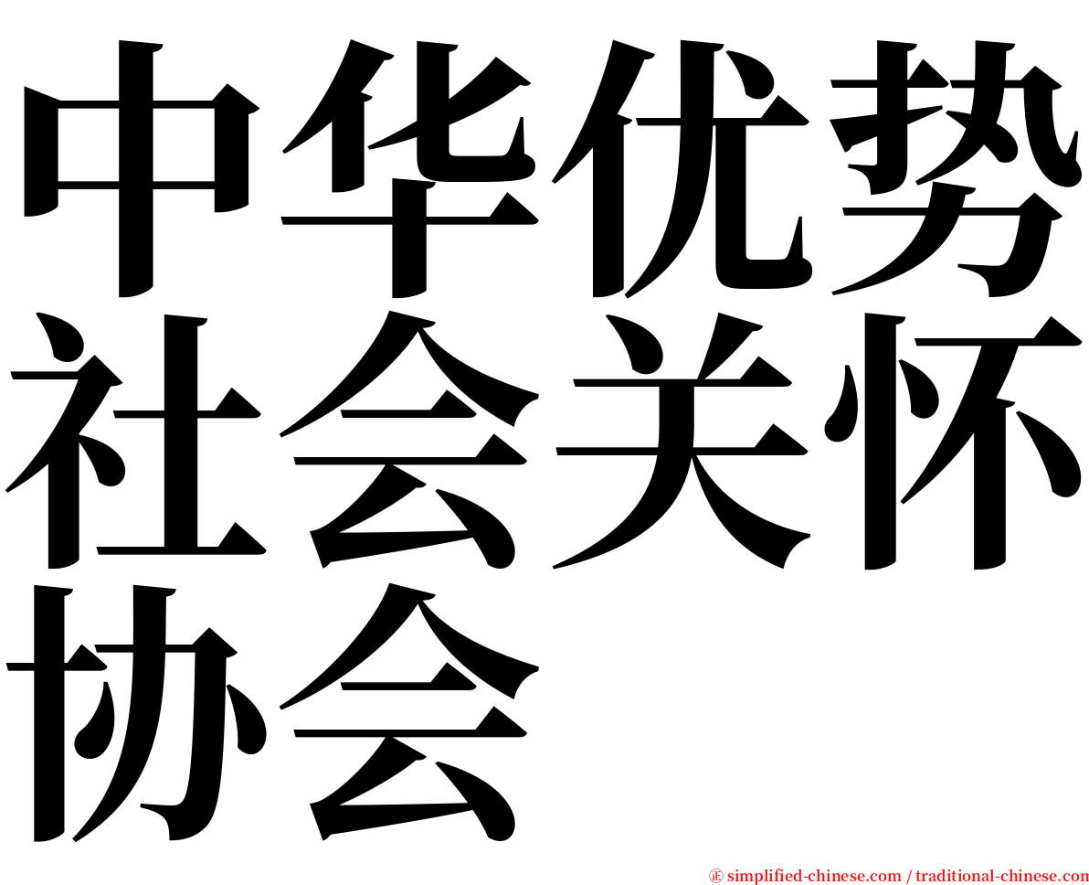 中华优势社会关怀协会 serif font