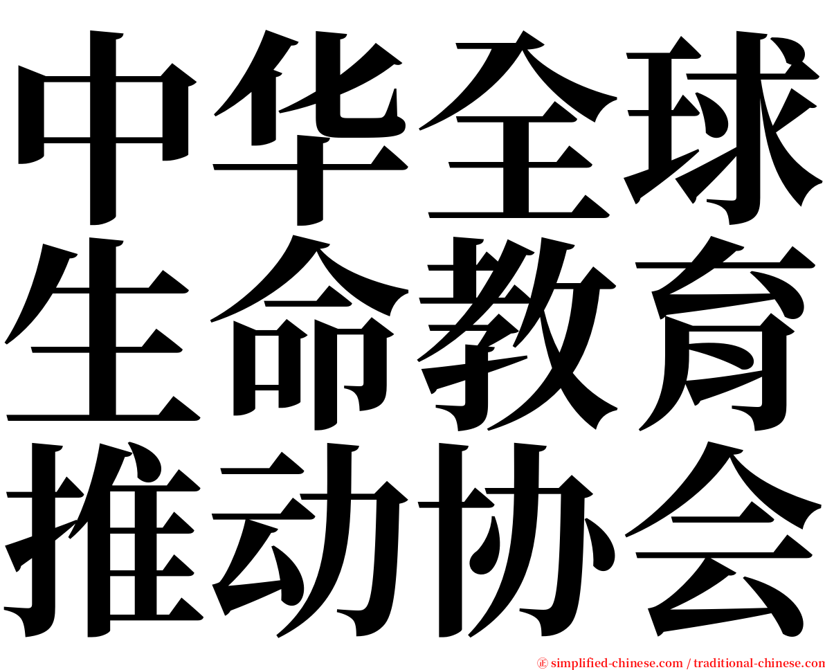 中华全球生命教育推动协会 serif font