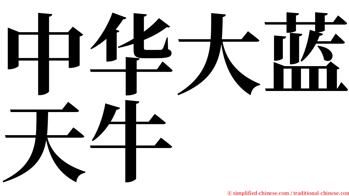 中华大蓝天牛 serif font