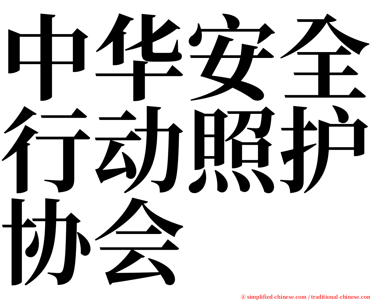 中华安全行动照护协会 serif font