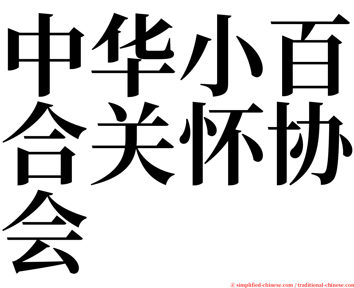 中华小百合关怀协会 serif font