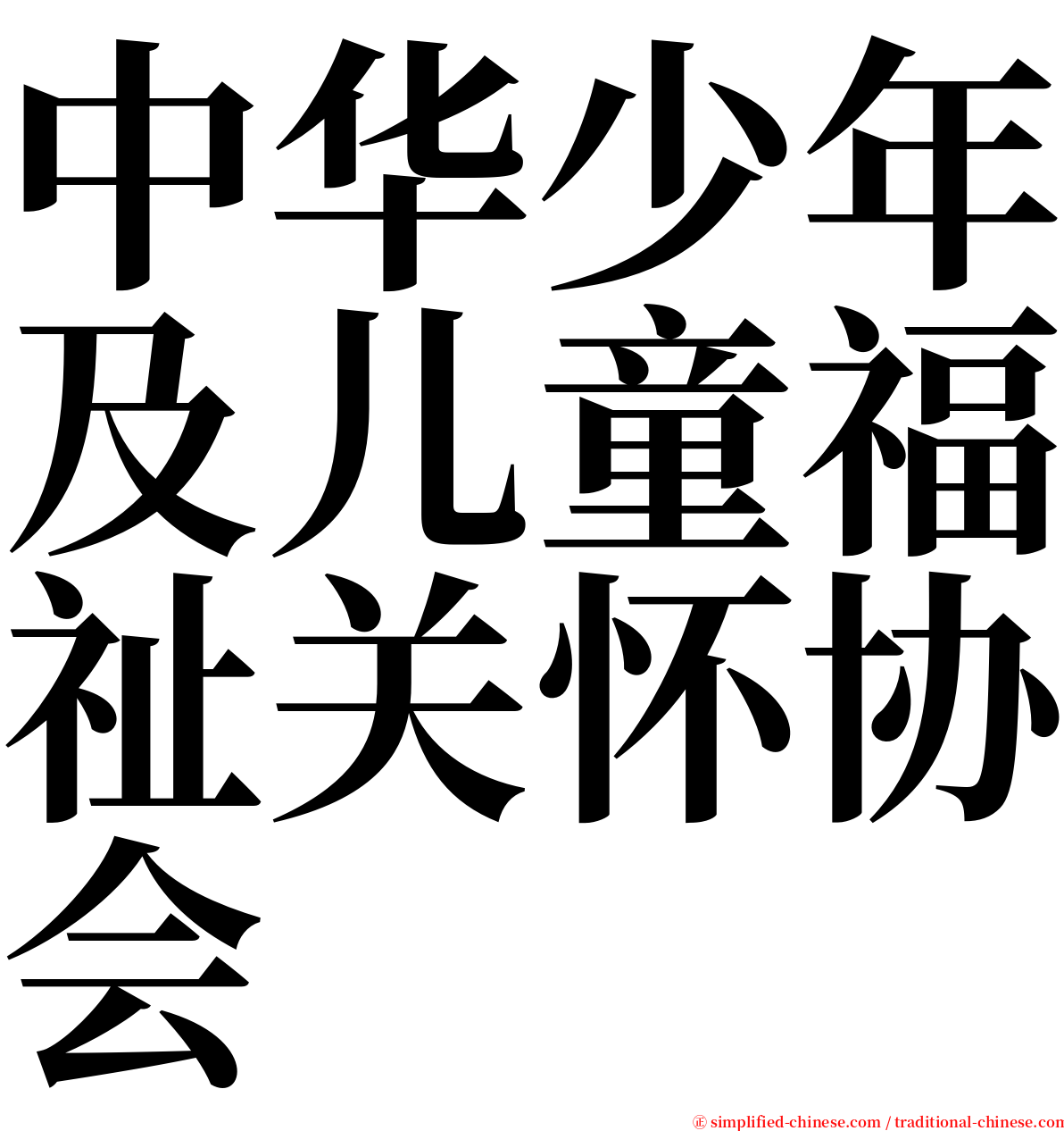 中华少年及儿童福祉关怀协会 serif font