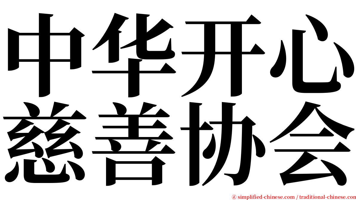 中华开心慈善协会 serif font