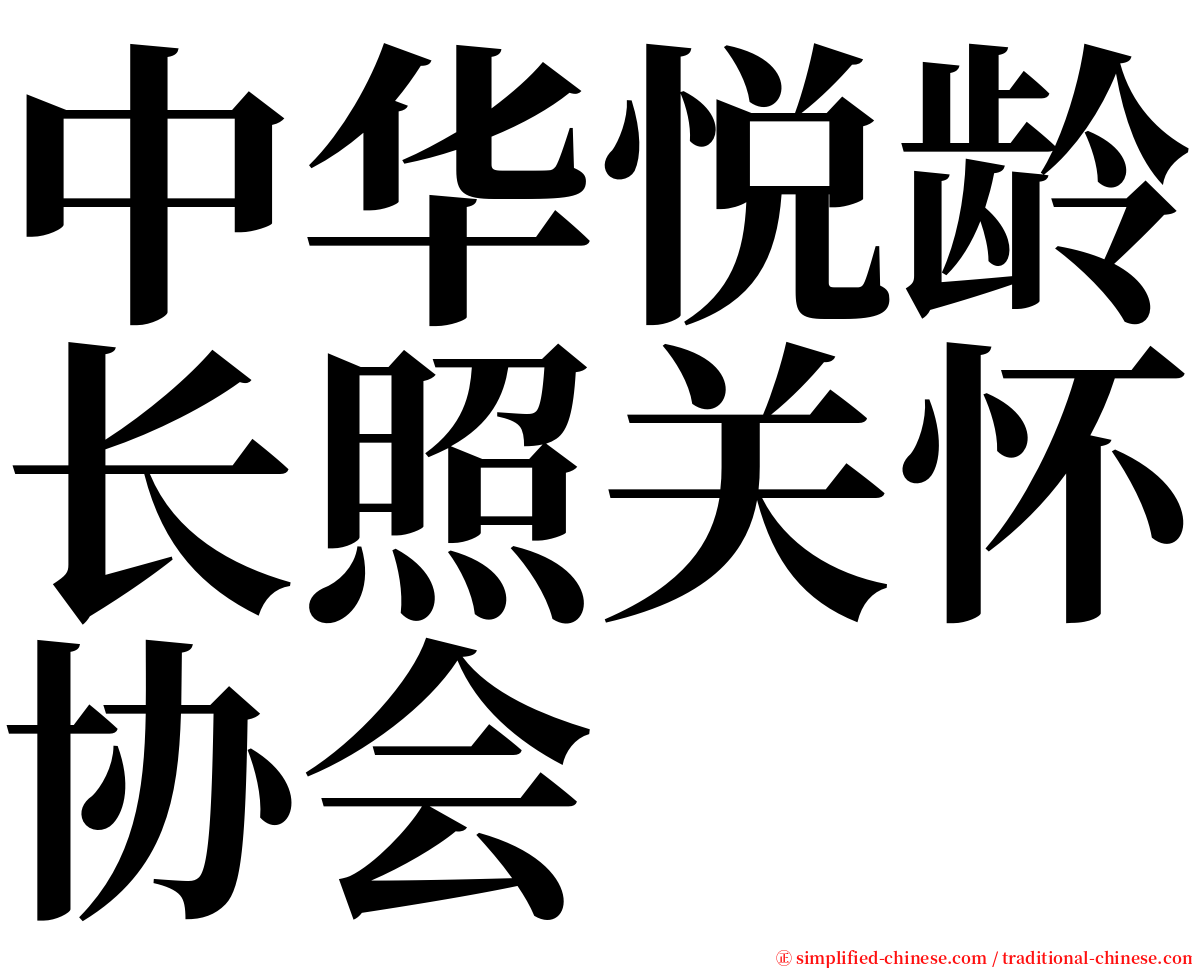 中华悦龄长照关怀协会 serif font