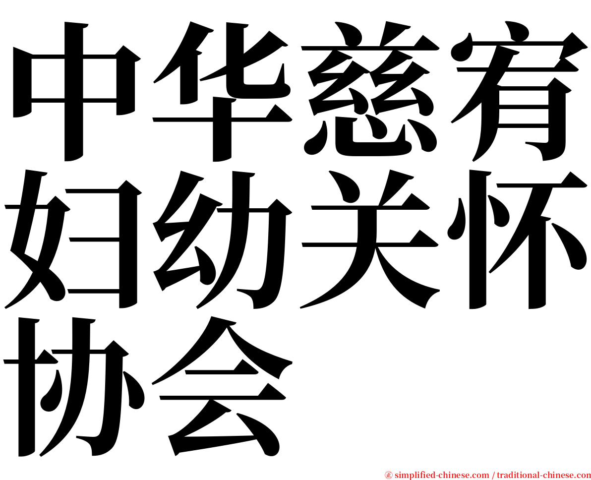 中华慈宥妇幼关怀协会 serif font