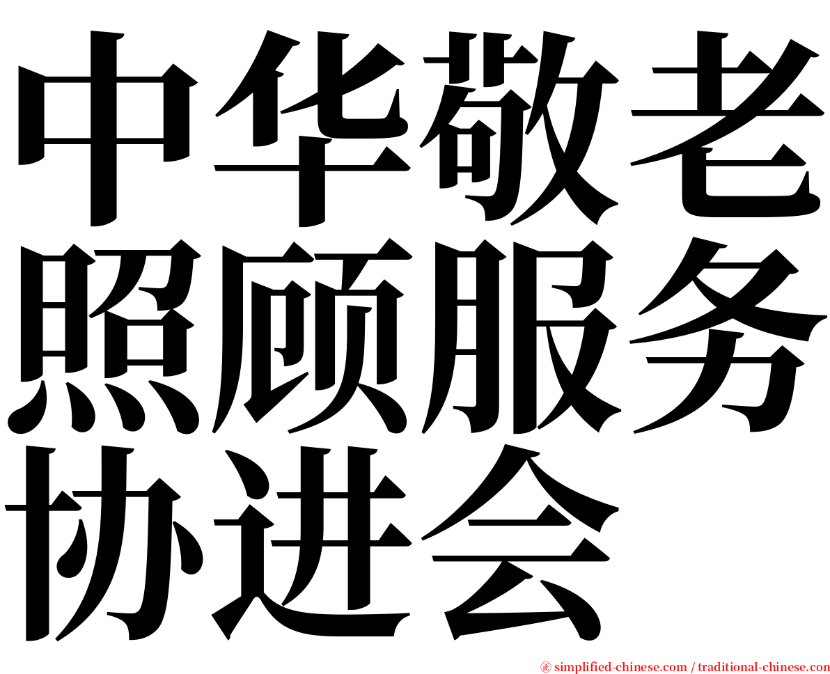 中华敬老照顾服务协进会 serif font