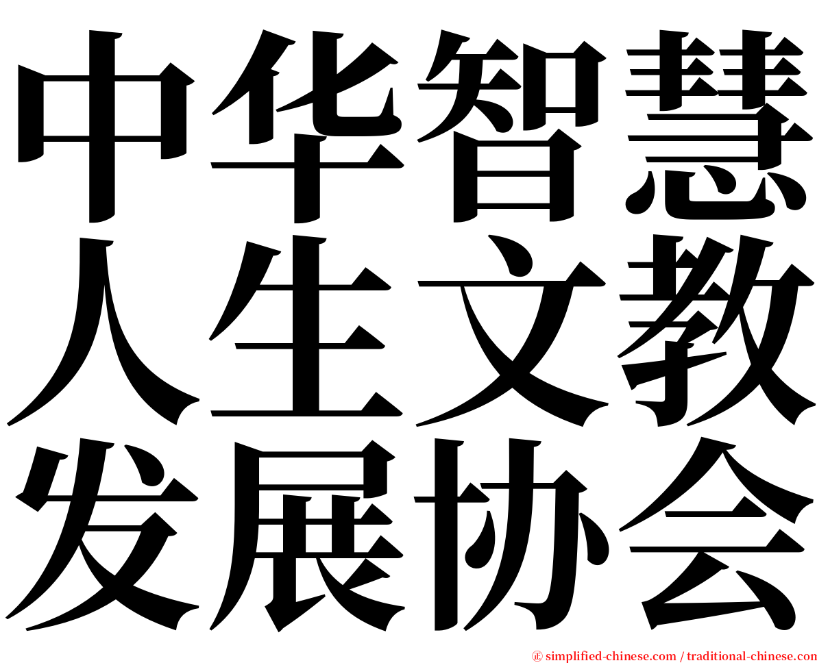 中华智慧人生文教发展协会 serif font