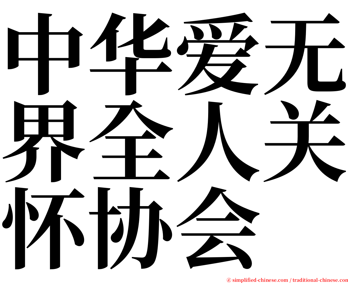 中华爱无界全人关怀协会 serif font