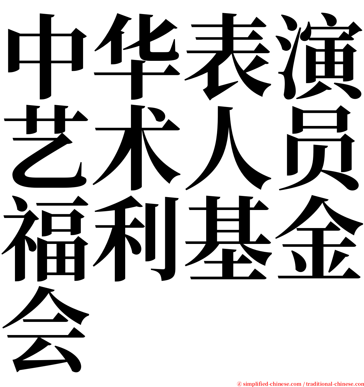 中华表演艺术人员福利基金会 serif font