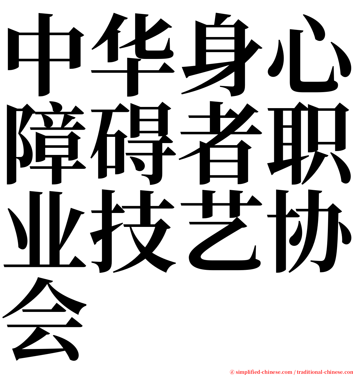 中华身心障碍者职业技艺协会 serif font