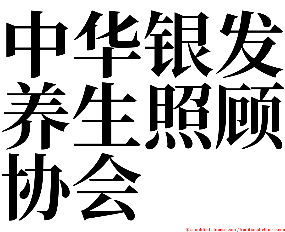 中华银发养生照顾协会 serif font