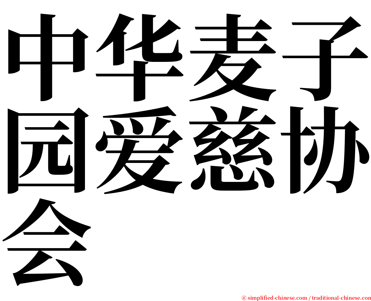 中华麦子园爱慈协会 serif font