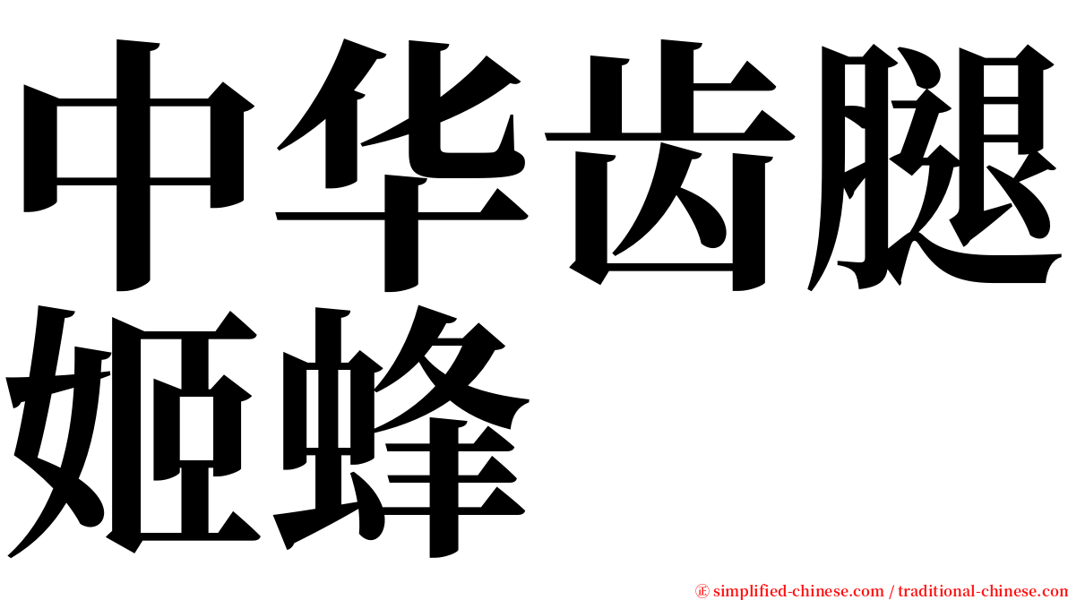 中华齿腿姬蜂 serif font