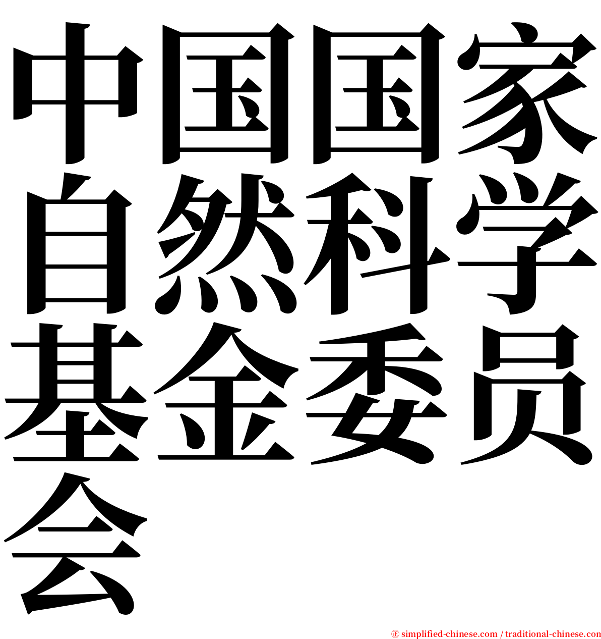 中国国家自然科学基金委员会 serif font