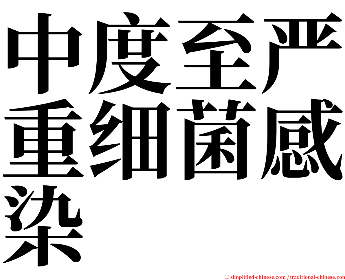 中度至严重细菌感染 serif font