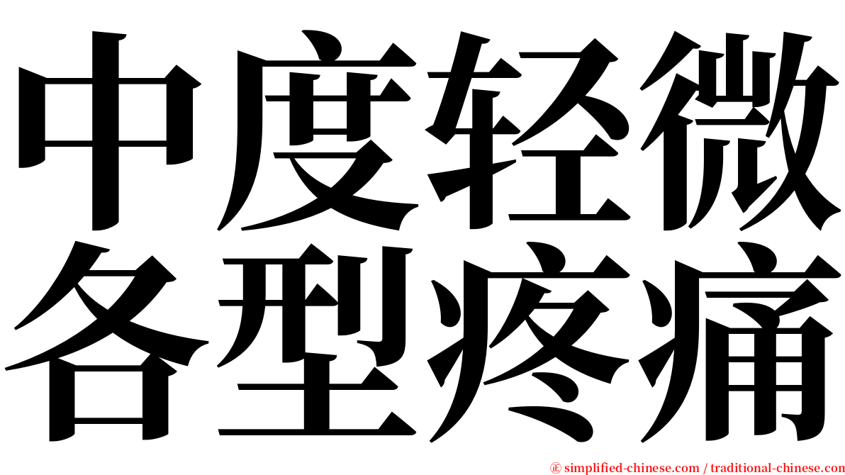 中度轻微各型疼痛 serif font