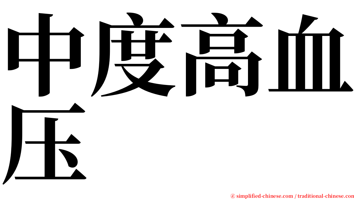 中度高血压 serif font