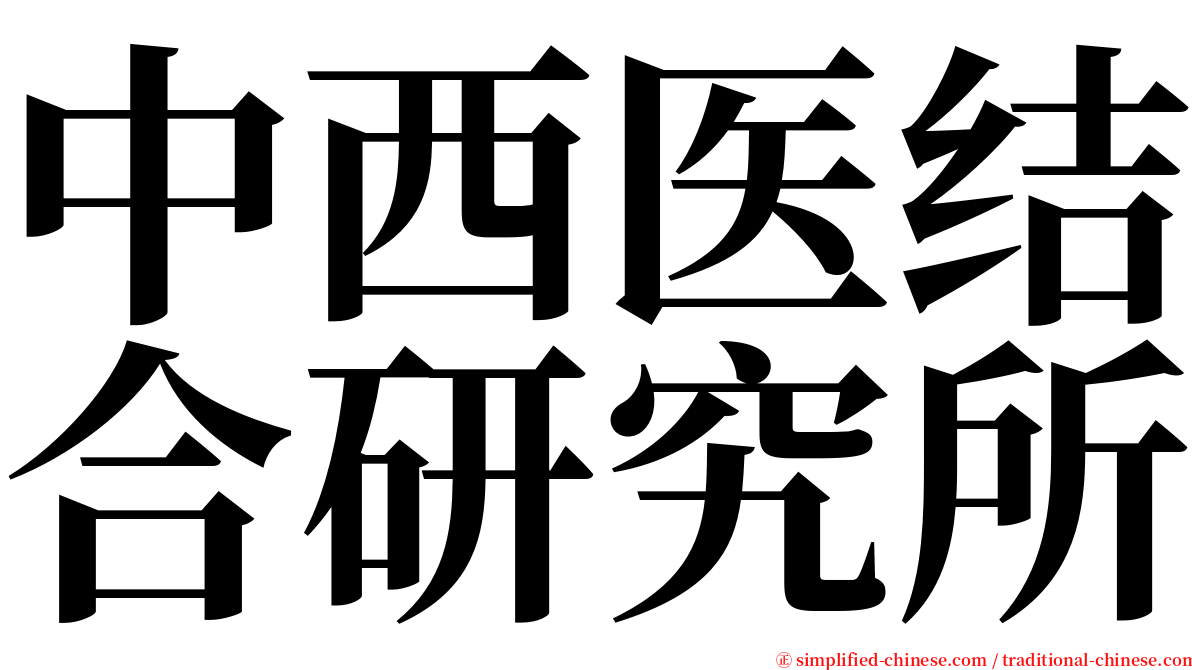 中西医结合研究所 serif font