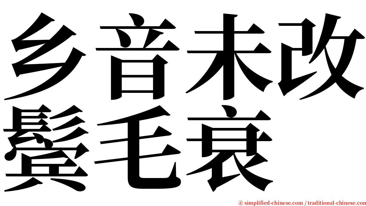 乡音未改鬓毛衰 serif font