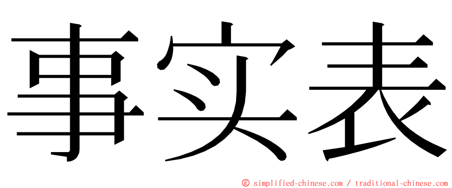 事实表 ming font