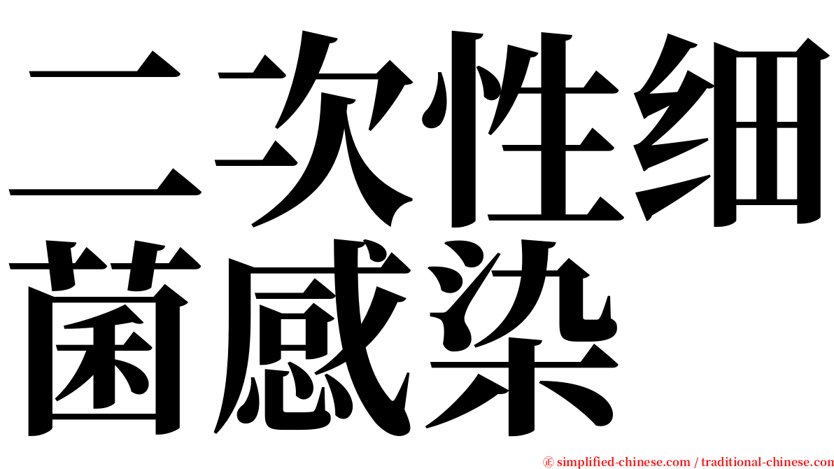 二次性细菌感染 serif font