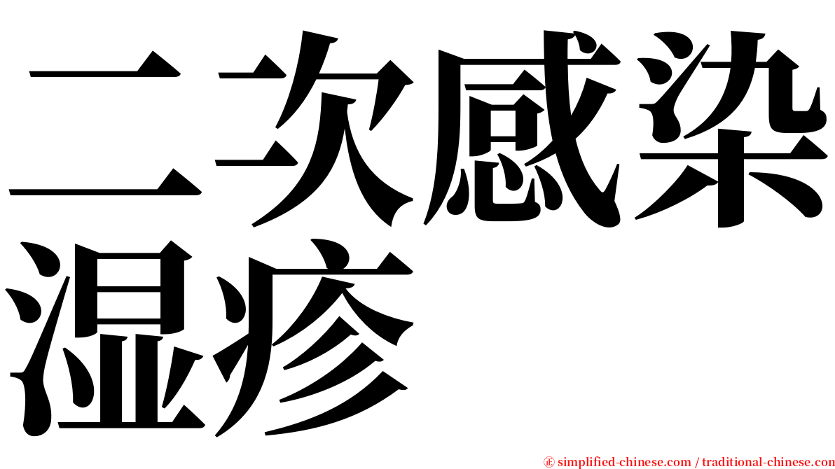 二次感染湿疹 serif font