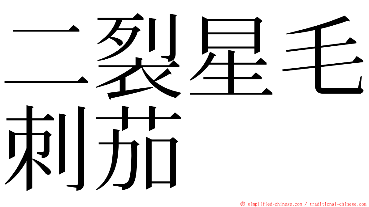 二裂星毛刺茄 ming font