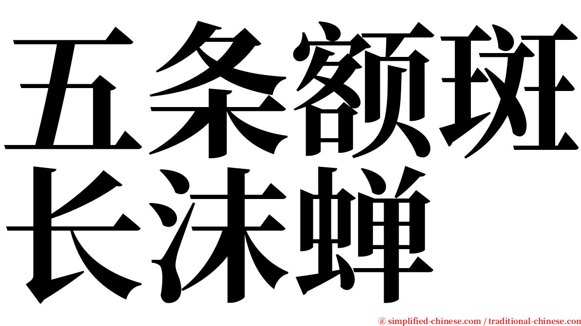 五条额斑长沫蝉 serif font