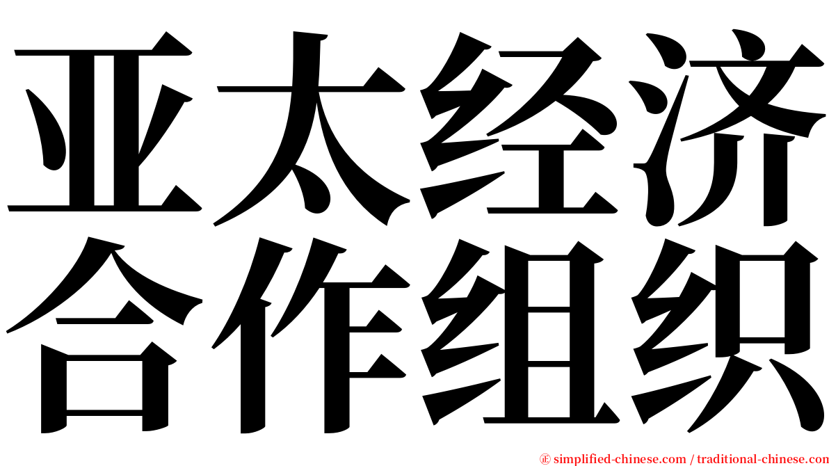 亚太经济合作组织 serif font