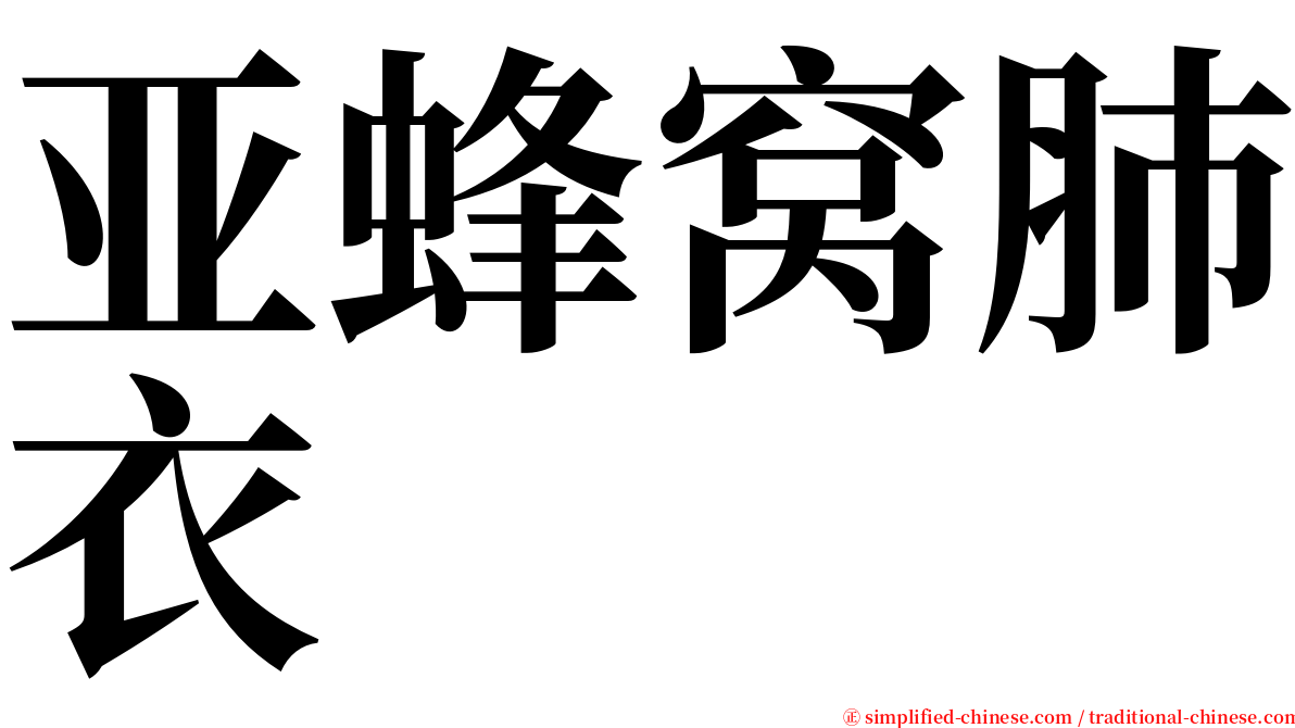 亚蜂窝肺衣 serif font