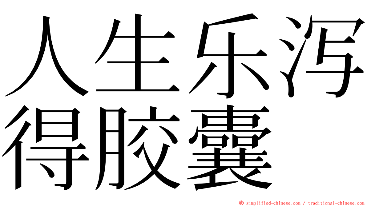 人生乐泻得胶囊 ming font