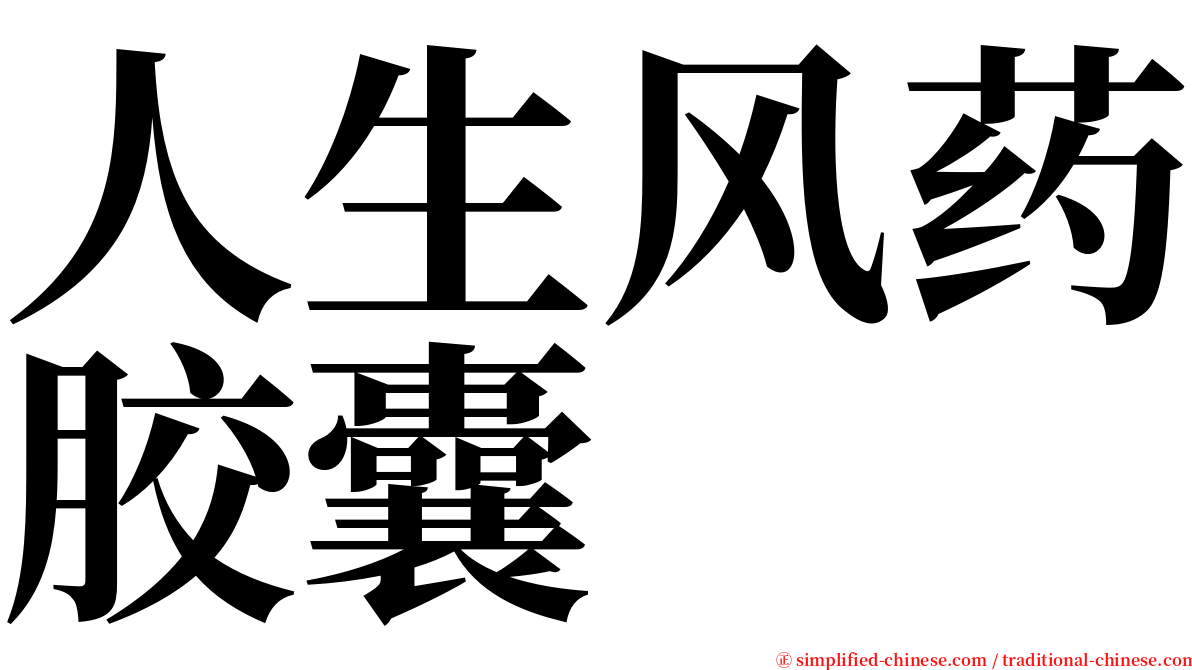 人生风药胶囊 serif font