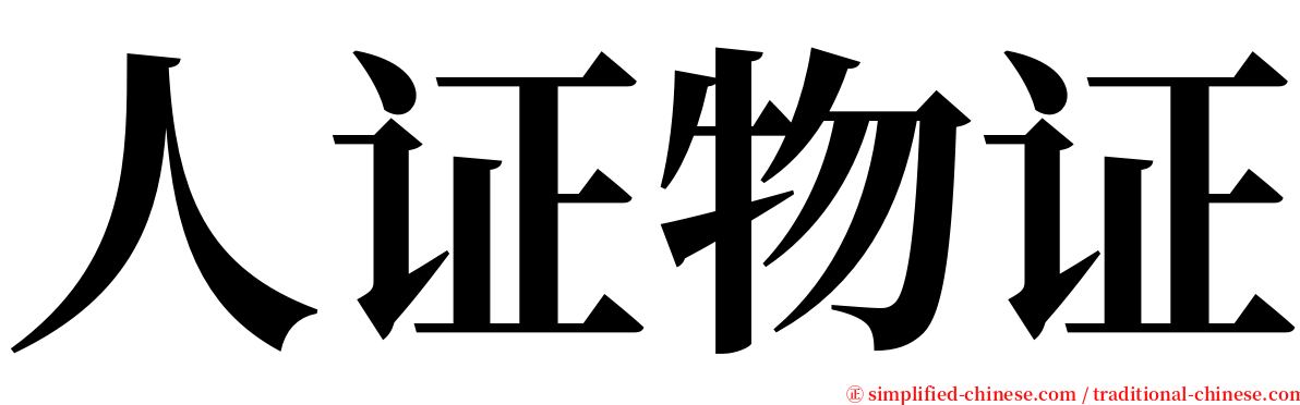 人证物证 serif font