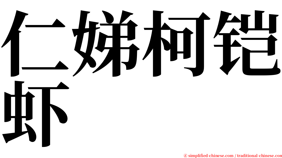 仁娣柯铠虾 serif font