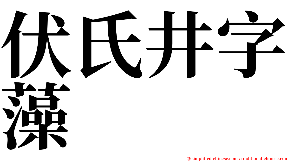 伏氏井字藻 serif font