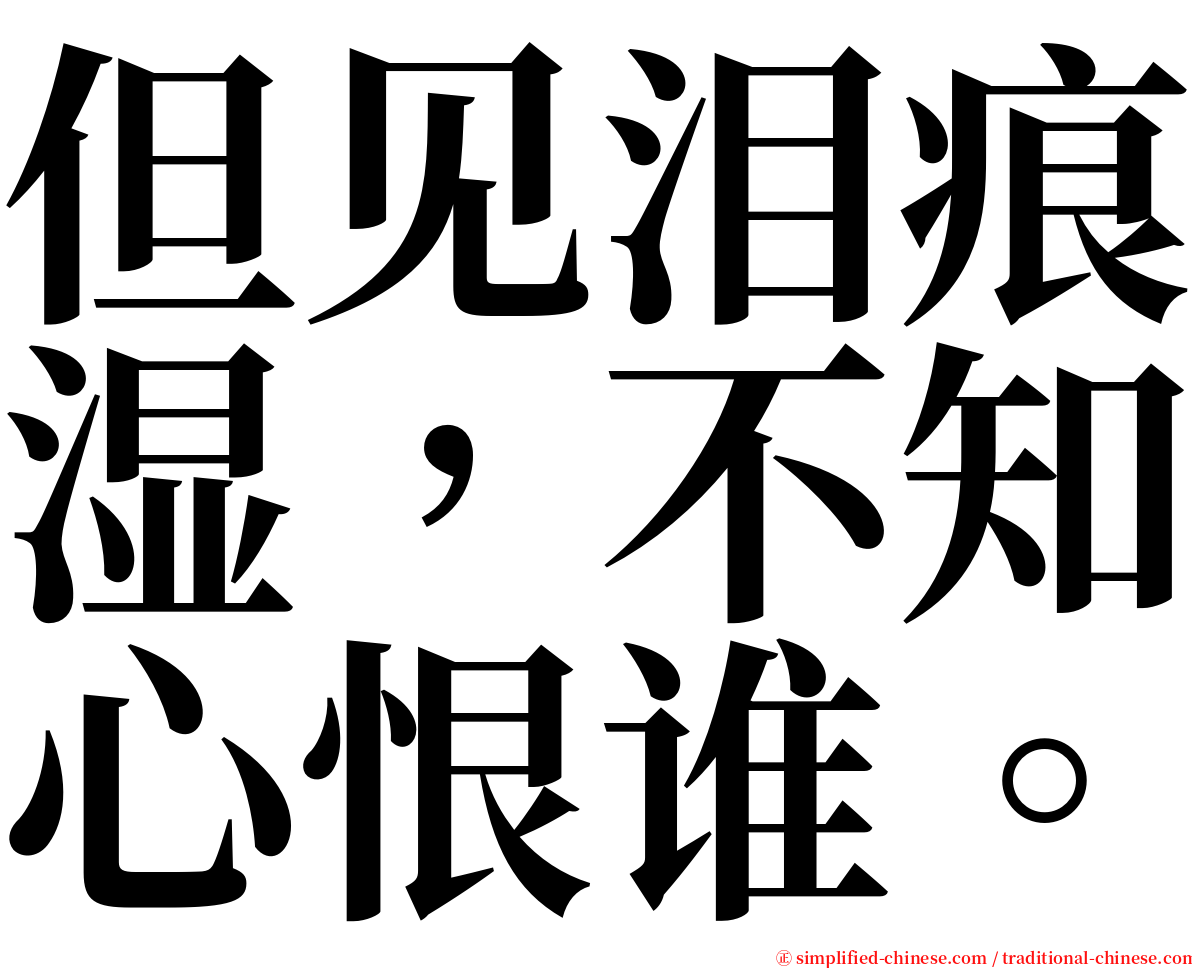 但见泪痕湿，不知心恨谁。 serif font