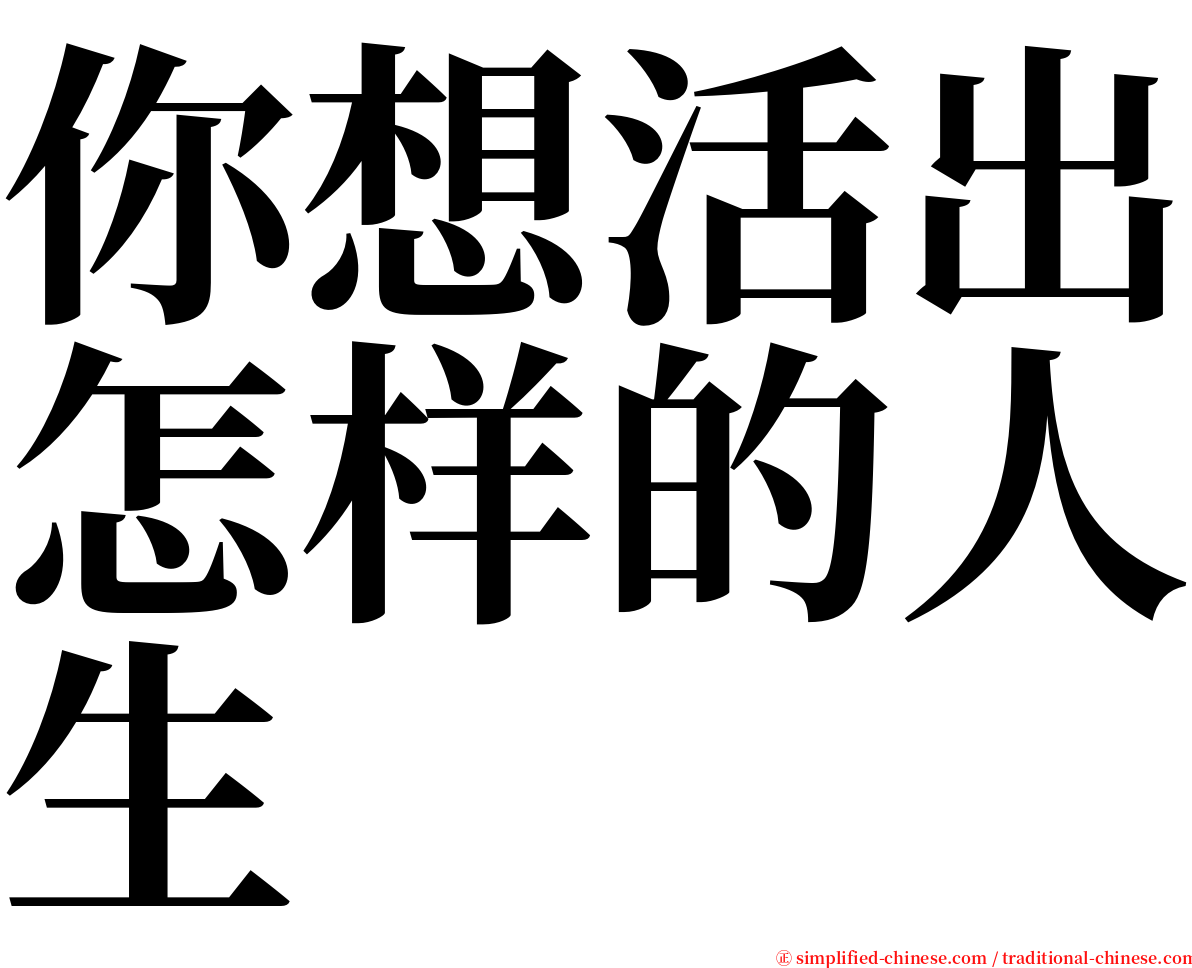 你想活出怎样的人生 serif font