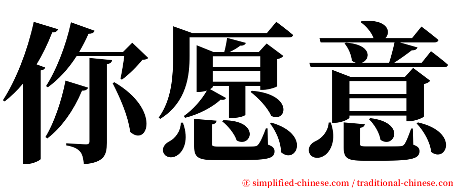 你愿意 serif font